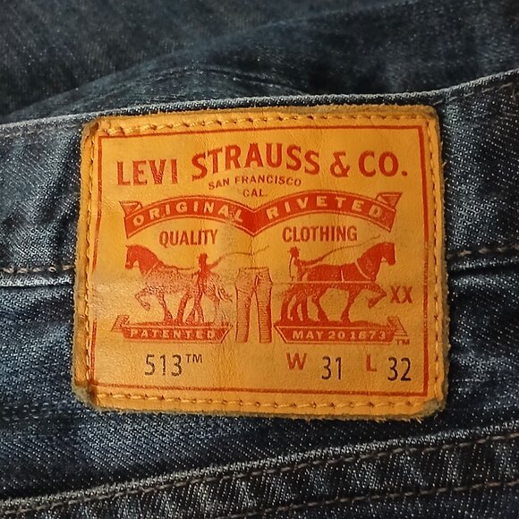 Levis Jeans Mens 31X31 513 Slim Straight Dark Blue Denim Low Stretch - Picture 7 of 7